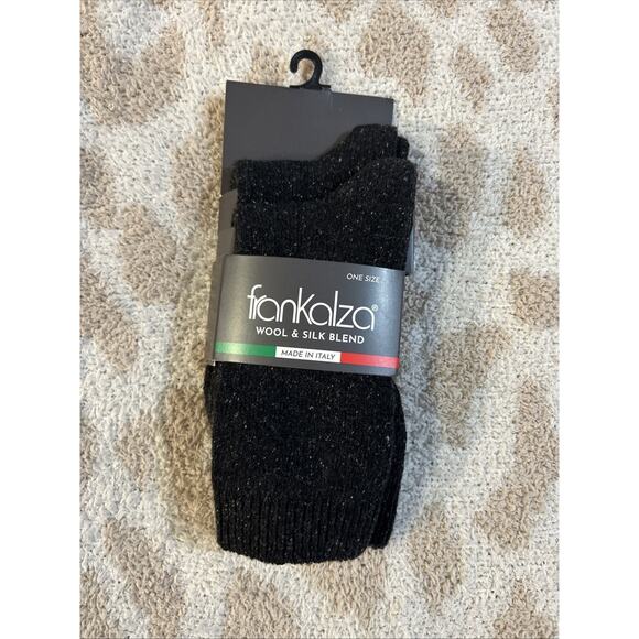 Frankalza Wool & Silk Blend Socks 2 pairs One Size New Black - Picture 1 of 3